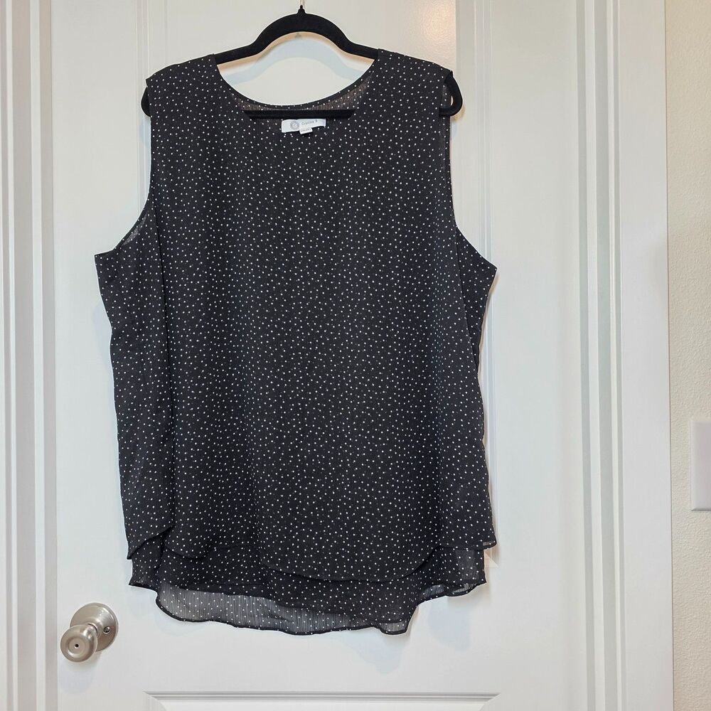 Cristina B XXL Flowy Sleeveless Top Polka Dot Sheer Business Casual Office Wear